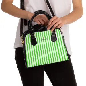 Green Striped Shoulder Handbag, Colorful Best Designer Ladies' 9.45" x 8.27" Shoulder Handbag