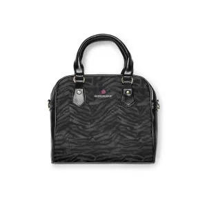 Grey Tiger Print Shoulder Handbag, Tiger Stripes Printed Best Designer Ladies' 9.45" x 8.27" Shoulder Handbag