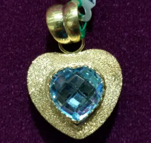 Heart Sand Finish  Baby Blue (14k)