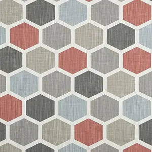Hexagon Scarlet Slub Canvas Printed Drapery Fabric by Premier Print Fabrics 30 Yard Bolt