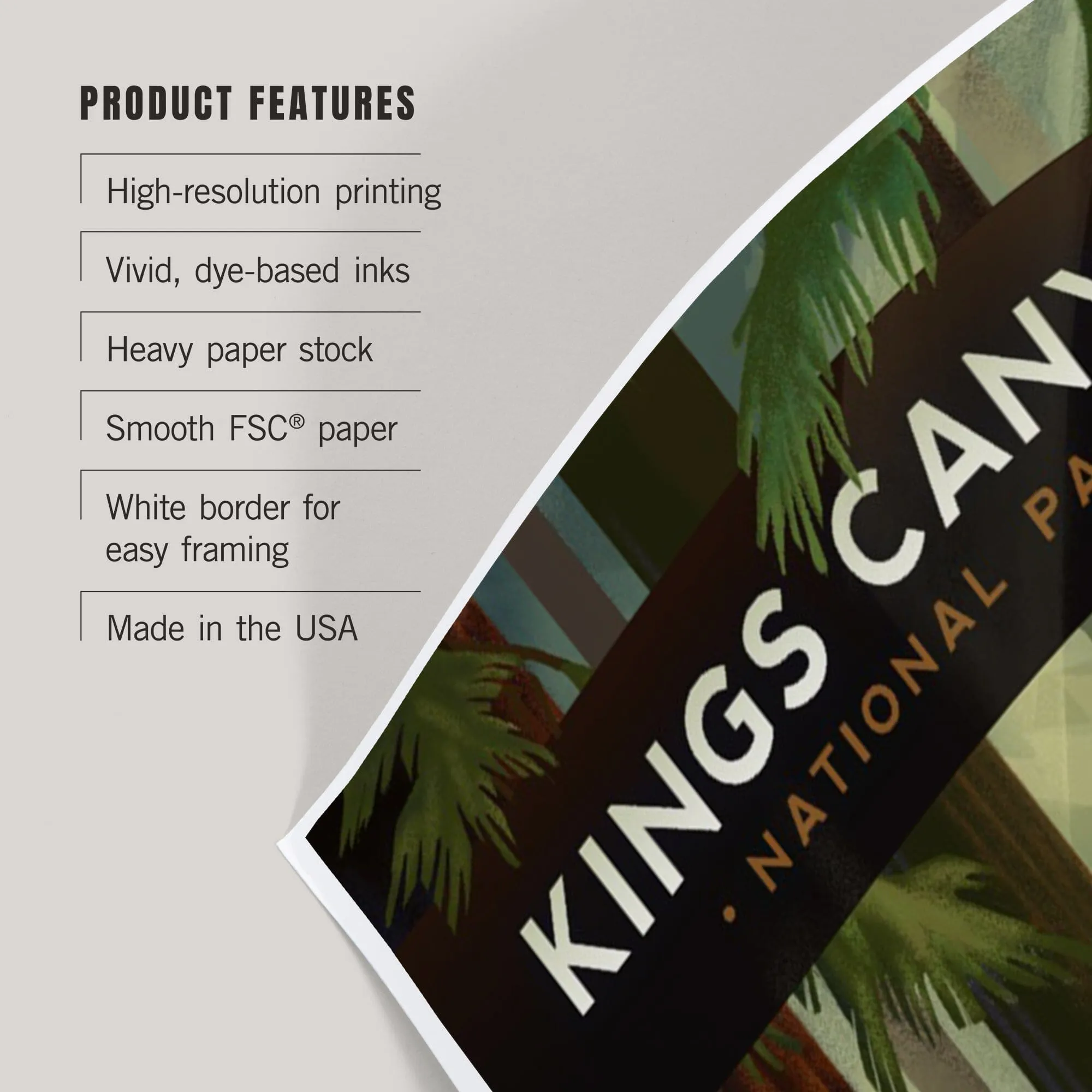 Kings Canyon National Park, Redwood Forest, Geometric Lithograph, Art & Giclee Prints