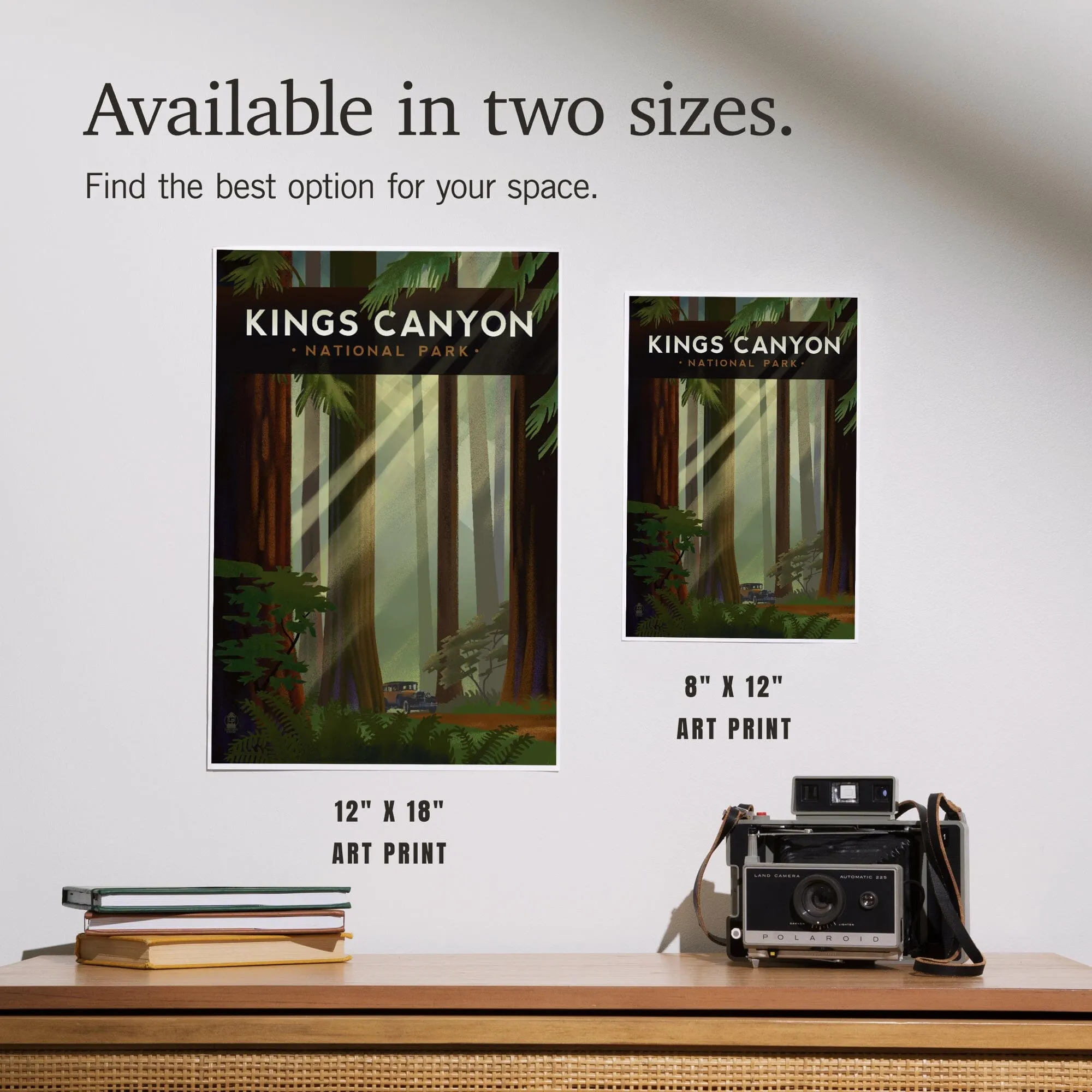 Kings Canyon National Park, Redwood Forest, Geometric Lithograph, Art & Giclee Prints