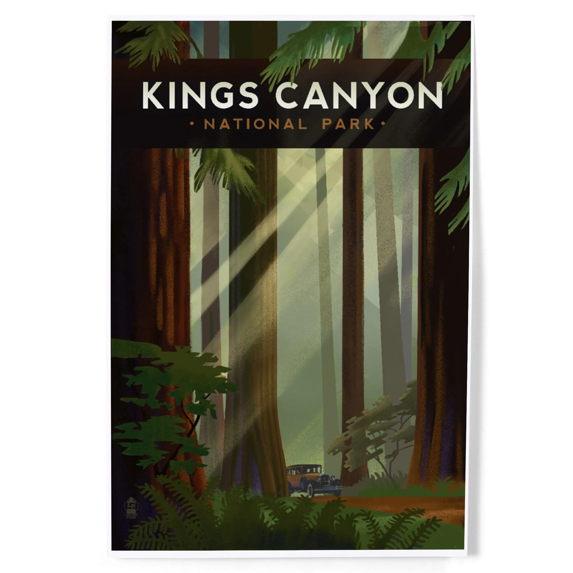 Kings Canyon National Park, Redwood Forest, Geometric Lithograph, Art & Giclee Prints