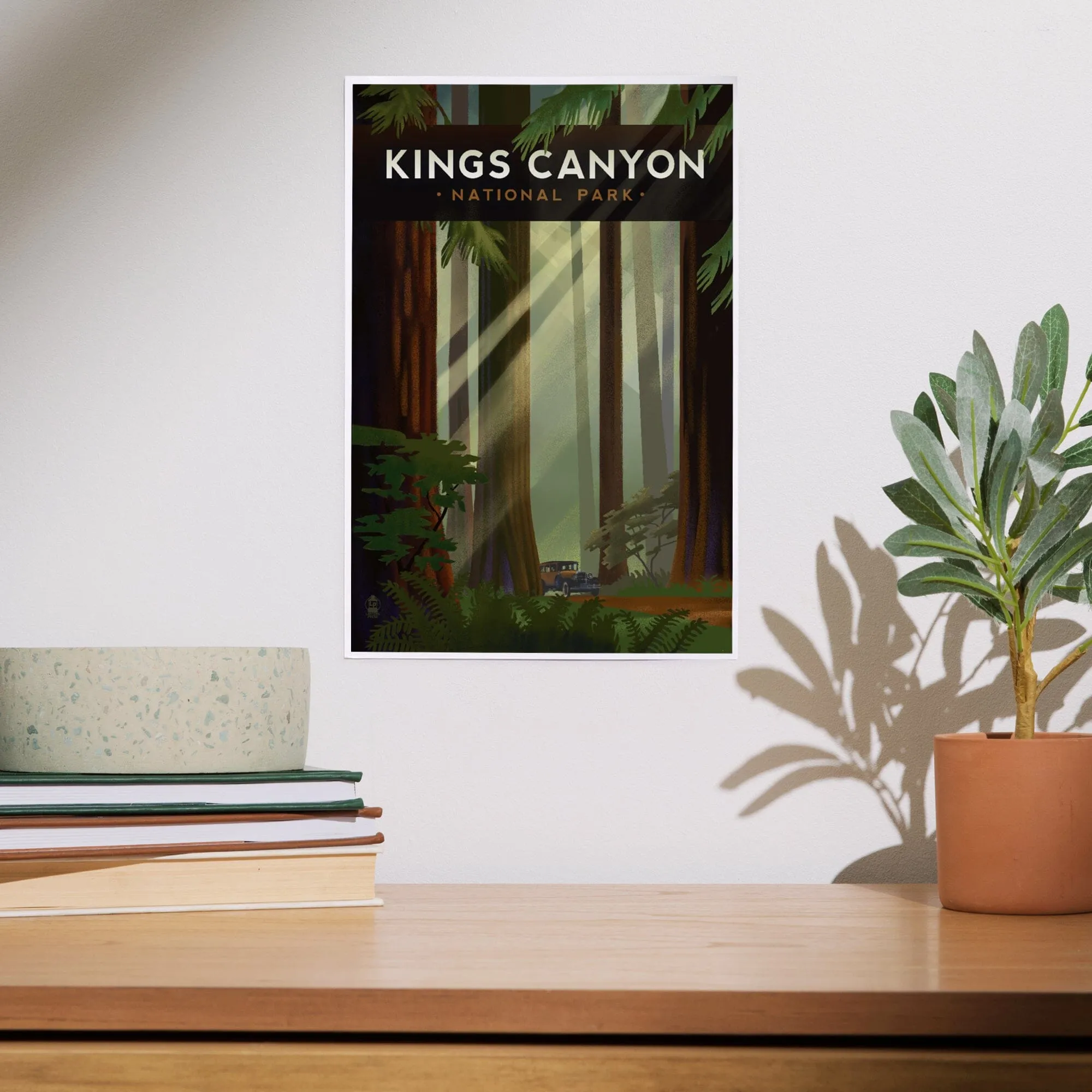 Kings Canyon National Park, Redwood Forest, Geometric Lithograph, Art & Giclee Prints