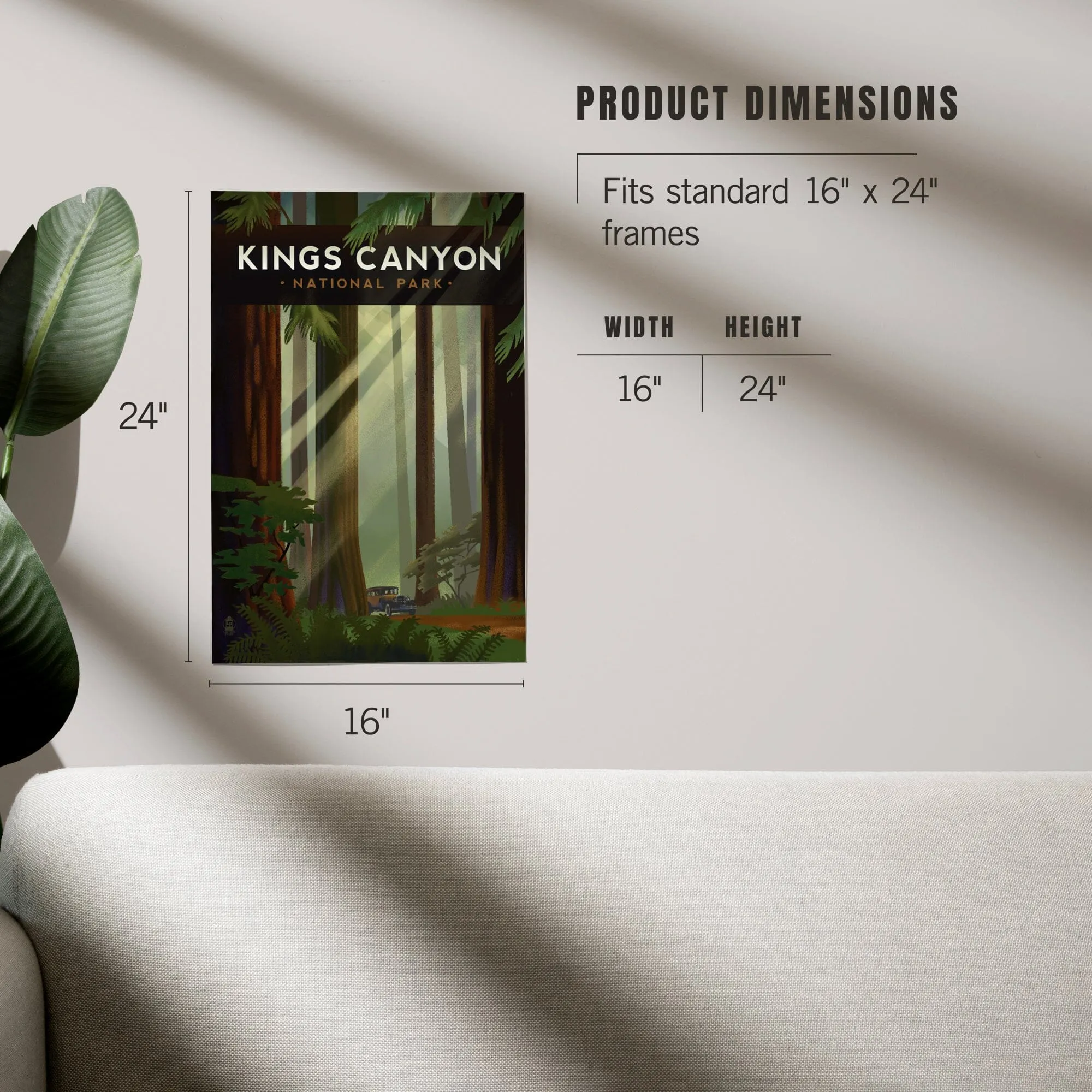 Kings Canyon National Park, Redwood Forest, Geometric Lithograph, Art & Giclee Prints