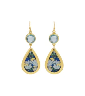Lily White Blue Topaz Teardrop Earrings