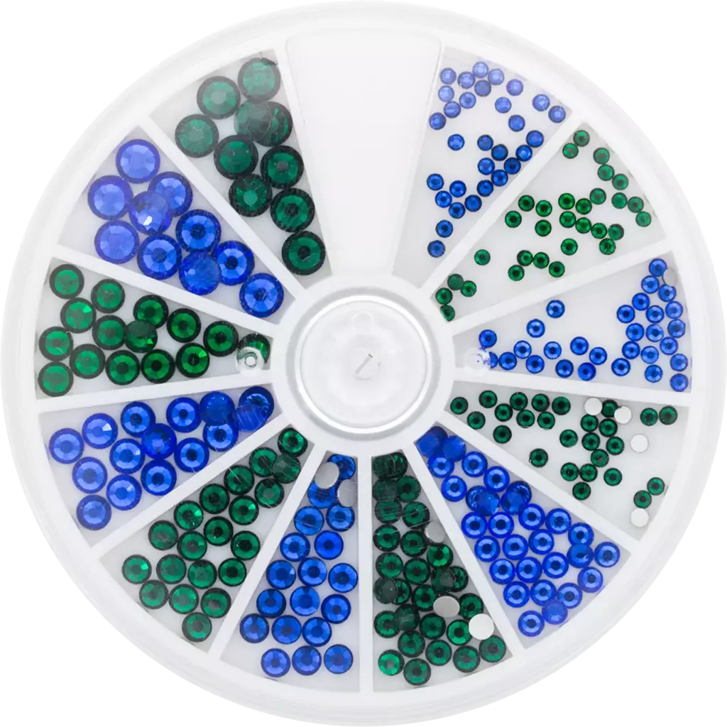 Magnetic Rhinestone Wheel Sapphire and Emerald 6 sizes 270p