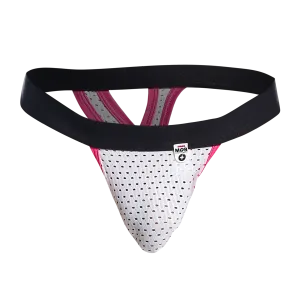 Male Basics MOB Men's Mesh Y Thong White Pink