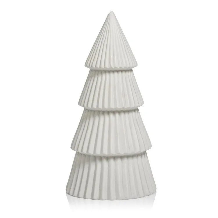 Matt White Holiday Tree Sculptures Set of 2