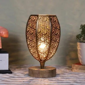 Mehela Etched Table Lamp With Wooden Base