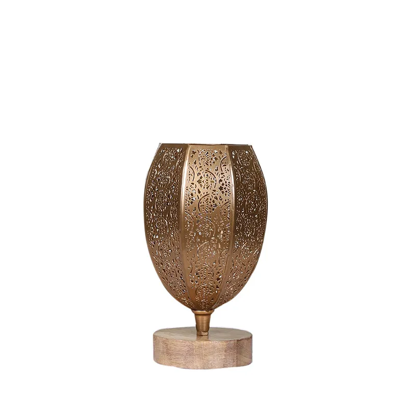 Mehela Etched Table Lamp With Wooden Base