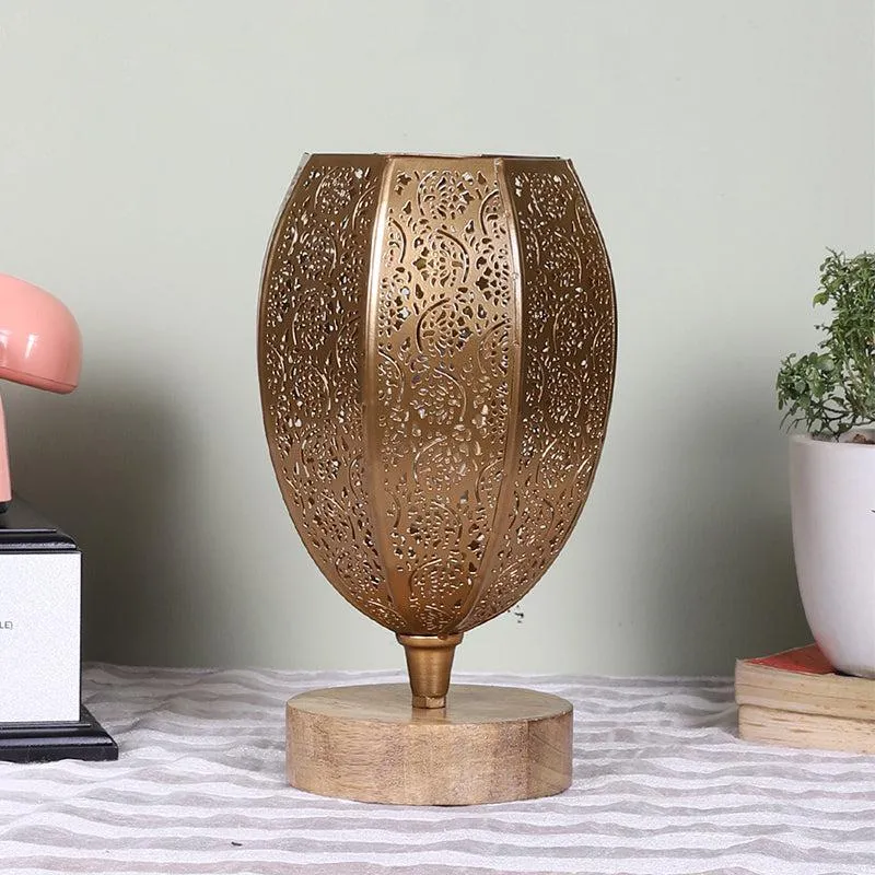 Mehela Etched Table Lamp With Wooden Base