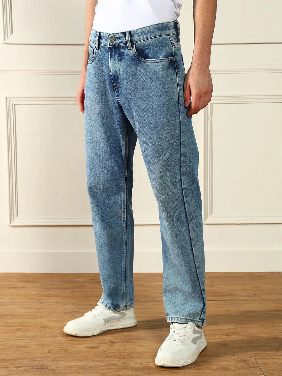 Men's  Light Blue Relaxed Fit Light Fade Jeans