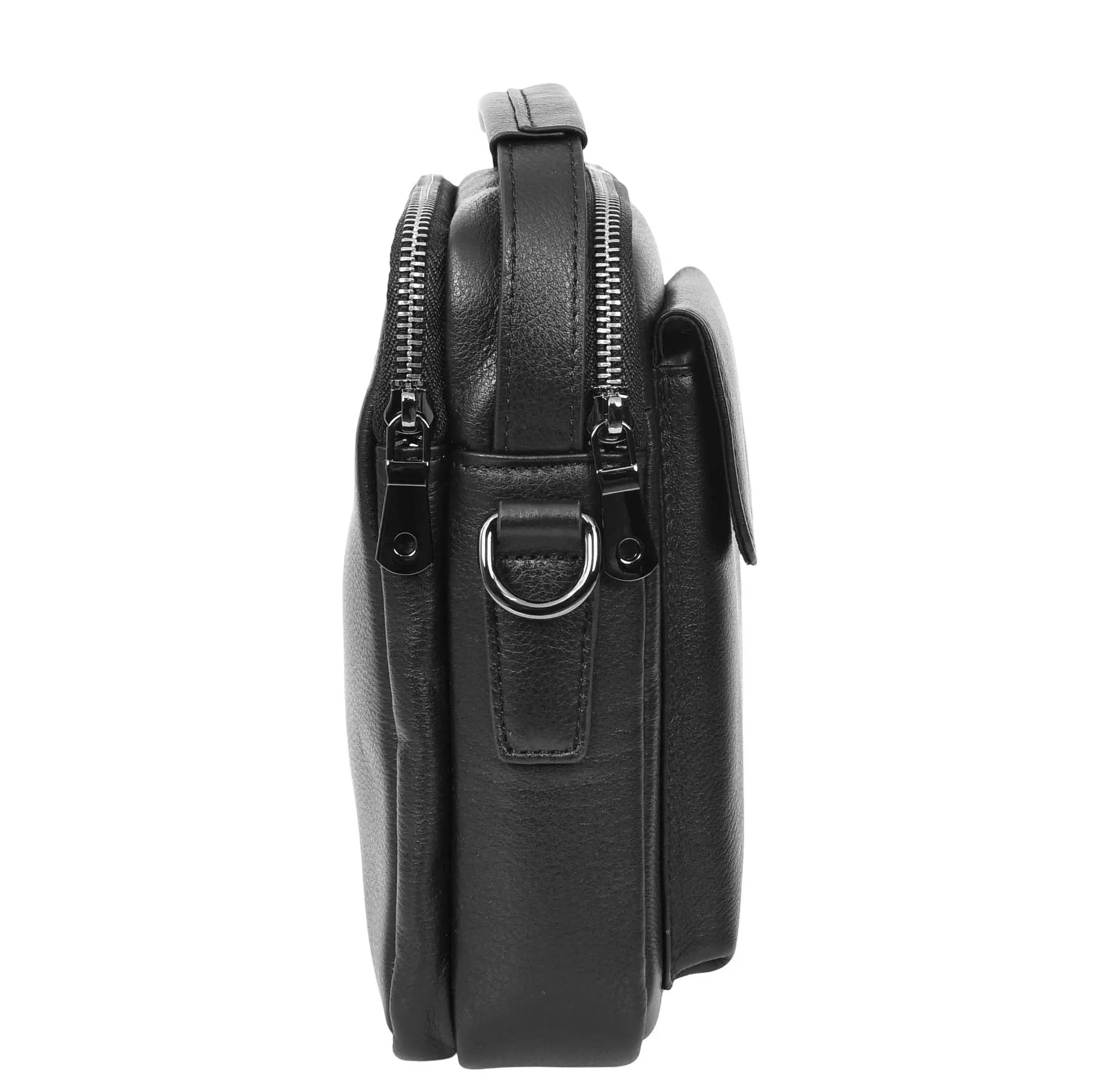 Mens Real Leather Messenger Bag Multiple Zip Pockets Sling Organiser Bag AYD8 Black