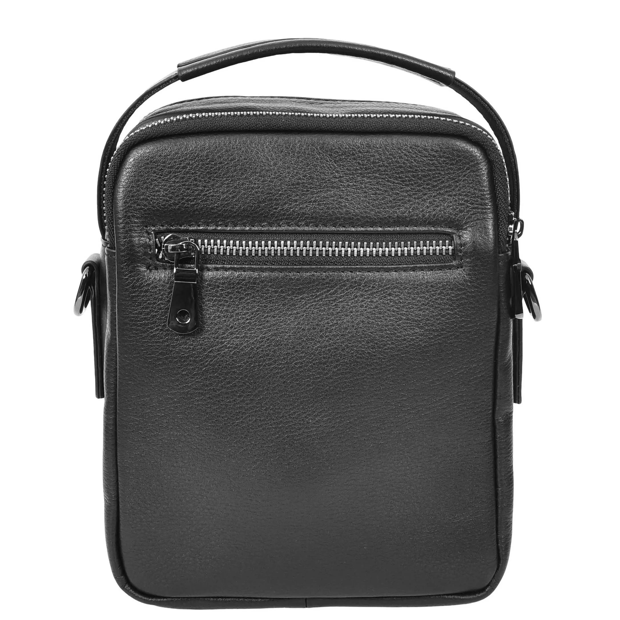 Mens Real Leather Messenger Bag Multiple Zip Pockets Sling Organiser Bag AYD8 Black