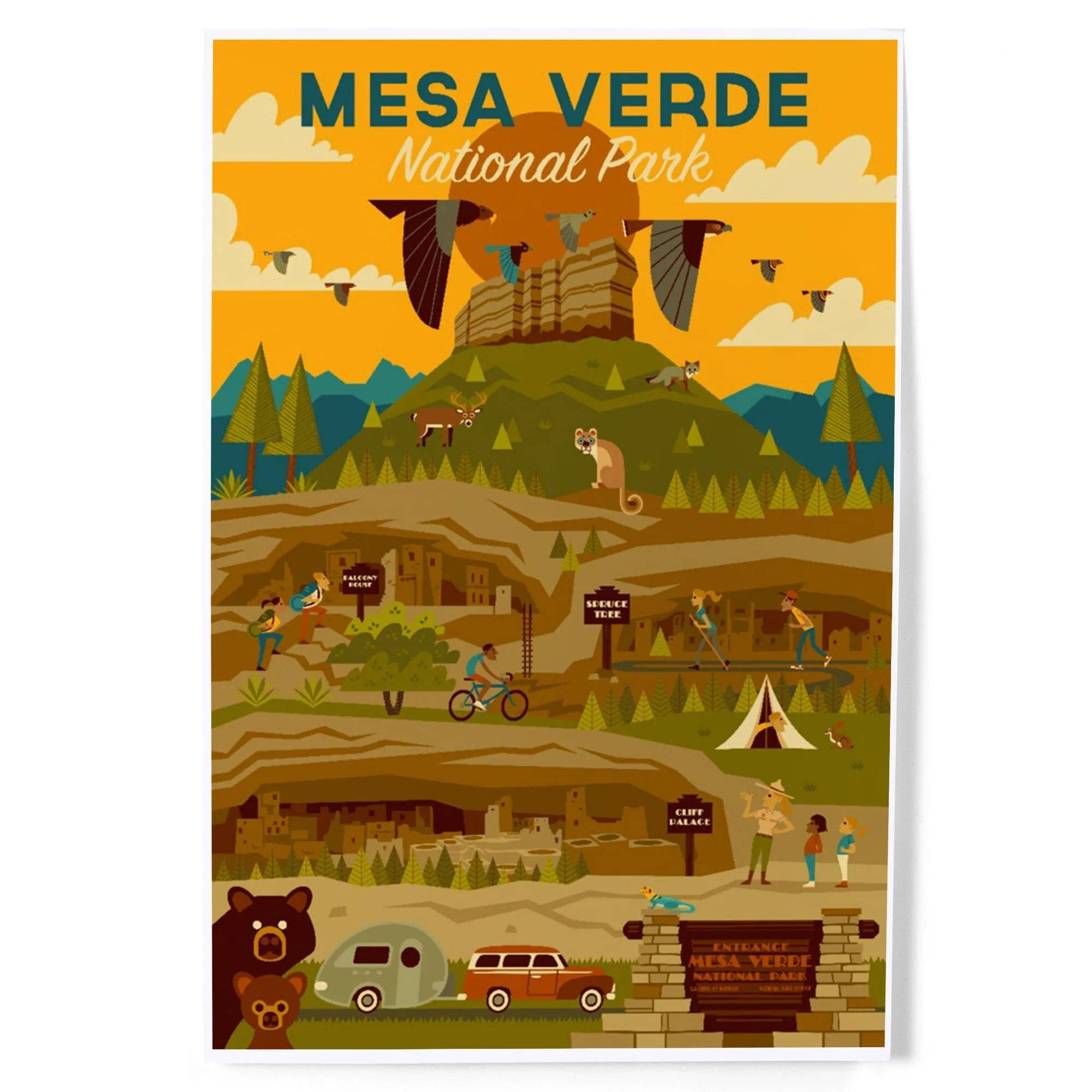 Mesa Verde National Park, Geometric National Park Series, Art & Giclee Prints