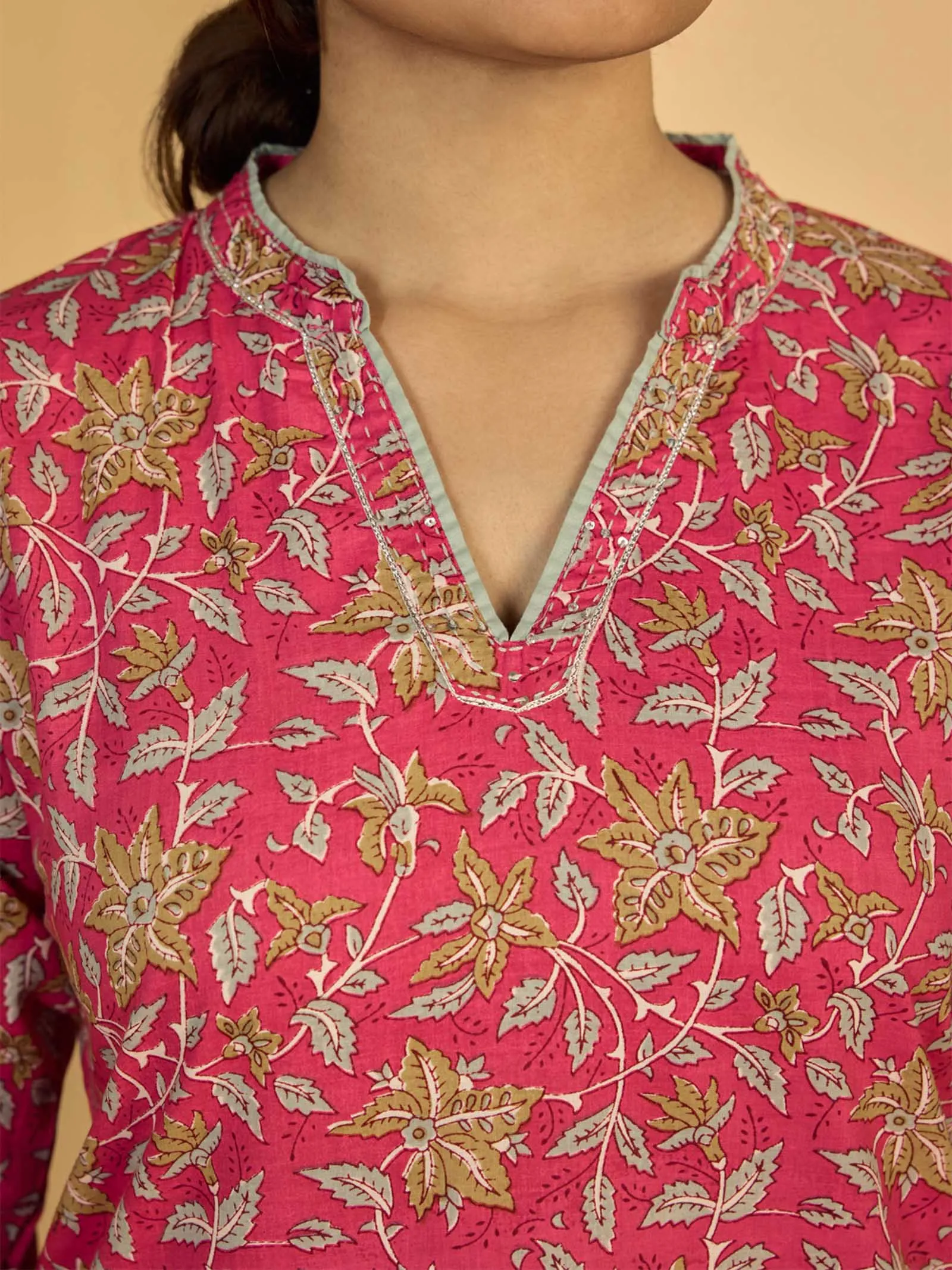 Mint Leaves Cotton Kurta