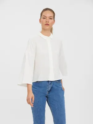 Natali 3/4 Crop Shirt - Snow White