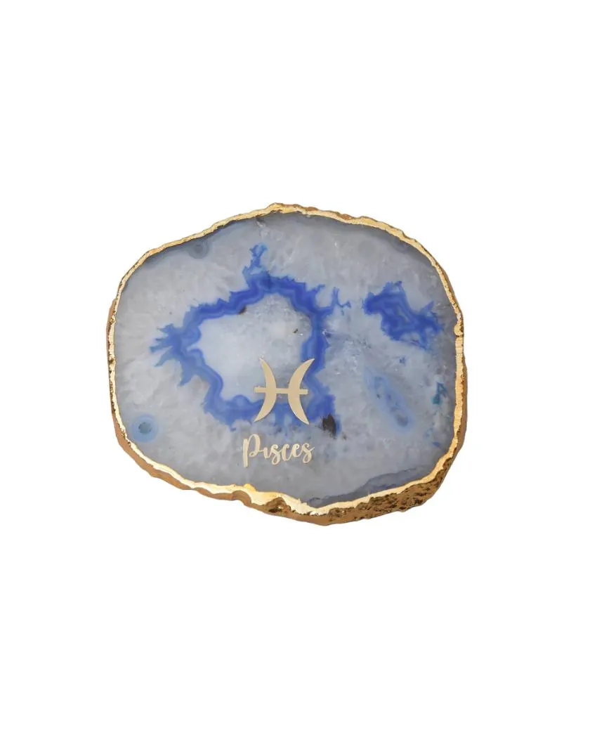 Pisces Agate Zodiac Sign Table Coaster | 4 inches