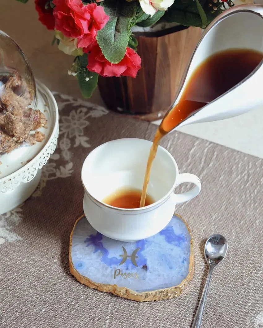 Pisces Agate Zodiac Sign Table Coaster | 4 inches