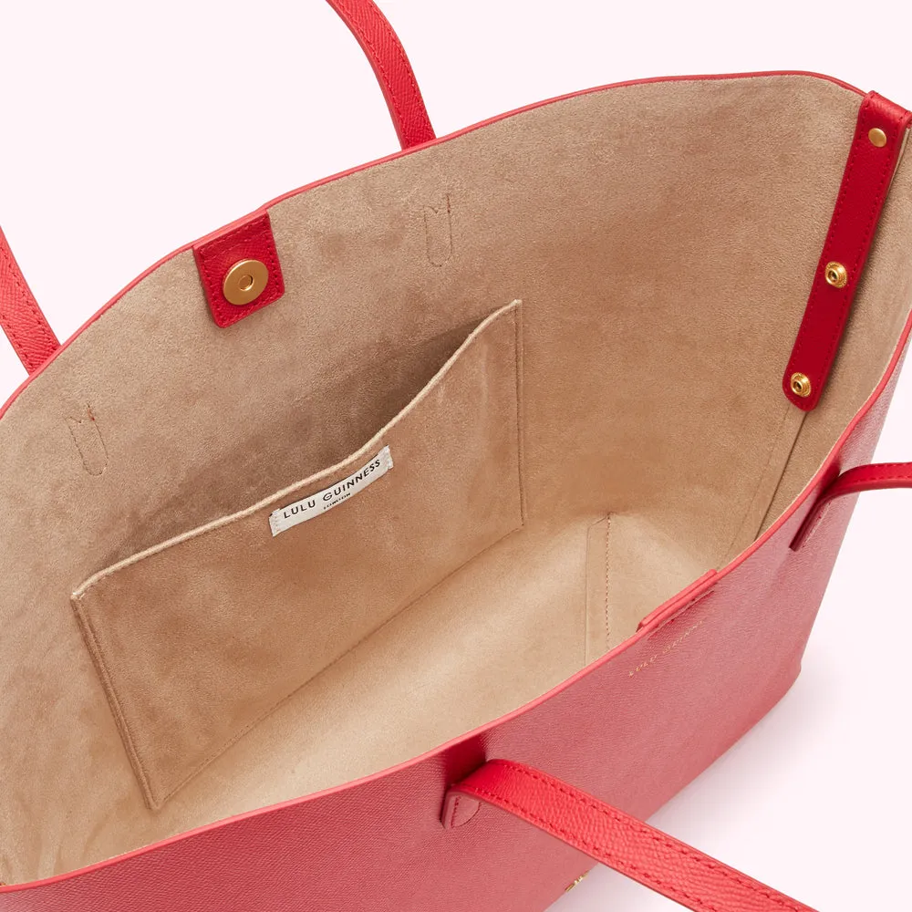 RED LEATHER LARGE IVY TOTE BAG
