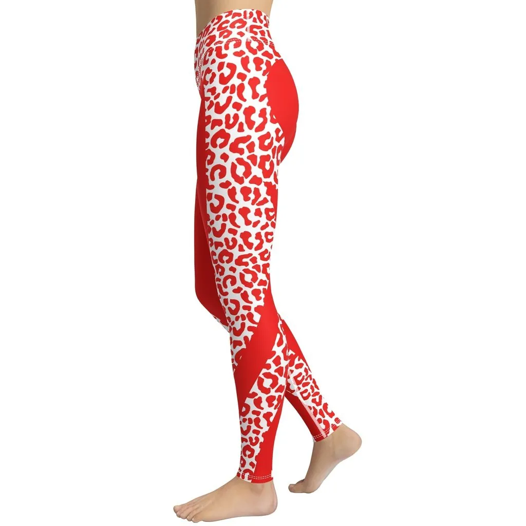 Red Leopard Heart Shaped Yoga Leggings