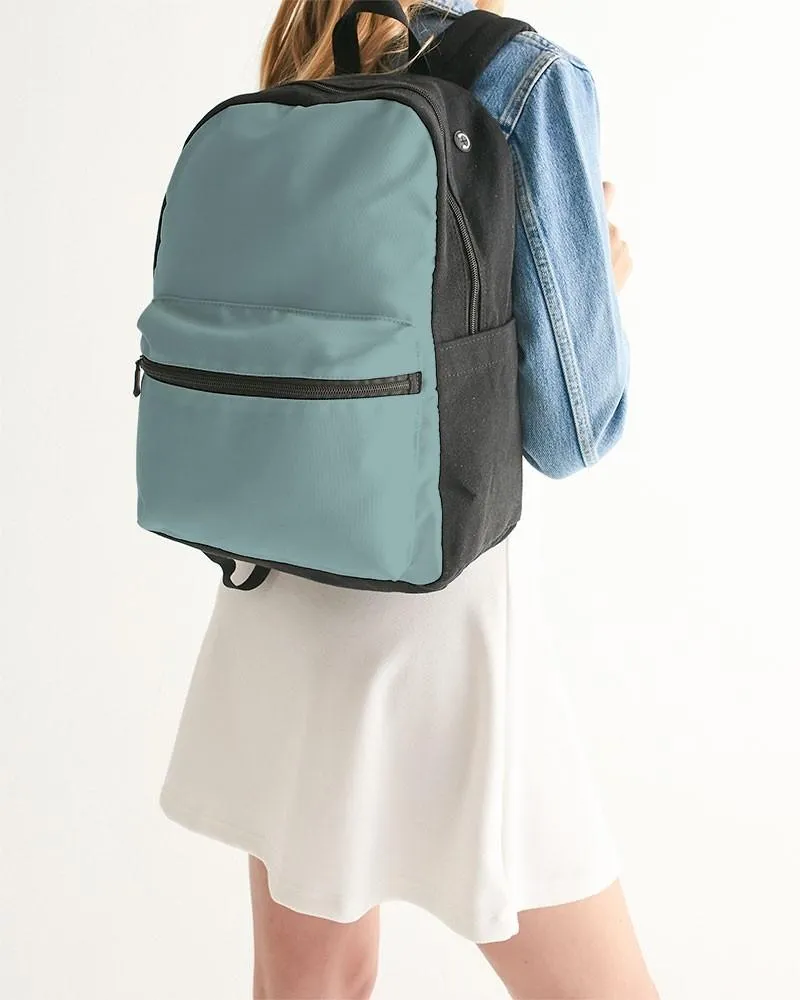 Shaded Pale Pastel Blue-Green Gray Canvas Backpack | C30M0Y15K30
