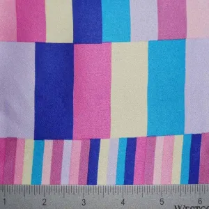 Silk Charmeuse Varied Multi Stripe Print