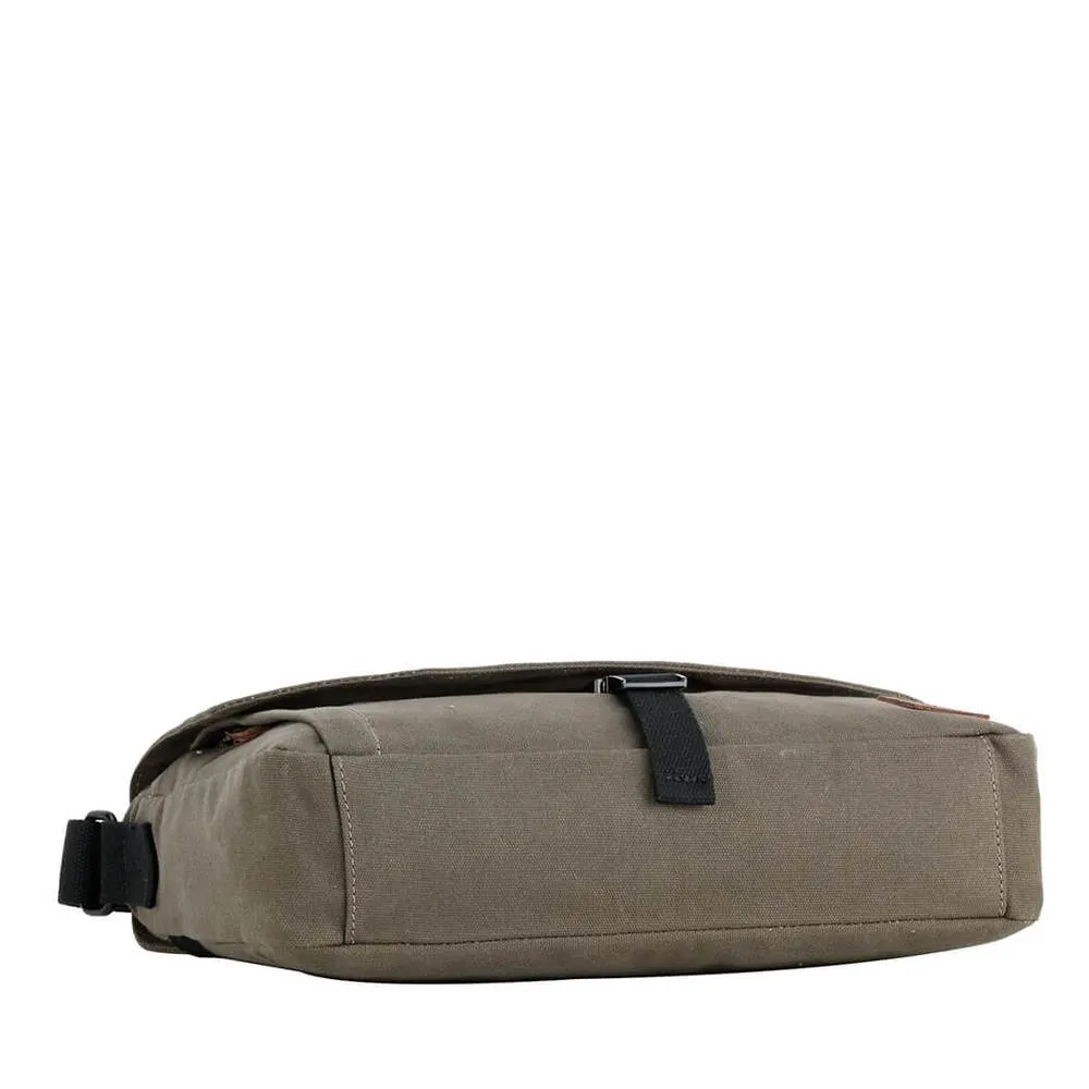 Troop London Canvas Laptop Messenger Bag Olive