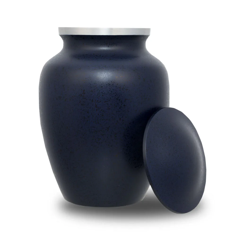 Two-Tone Dark Blue Classic Cremation Urn In Medium