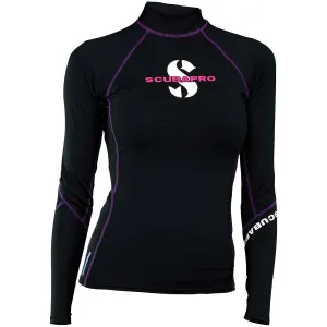 Used ScubaPro Womens UPF 80 T-Flex Long Sleeve Rash Guard-Onyx-Small
