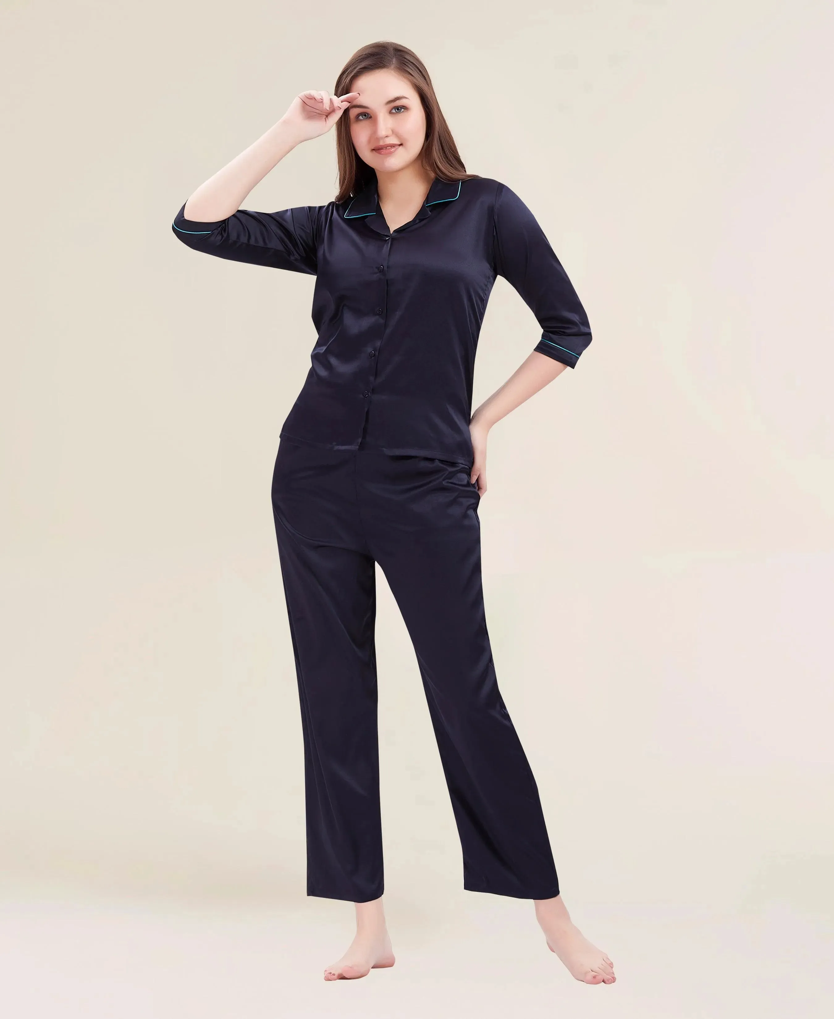 Velure Flerry Red Satin Night Suit