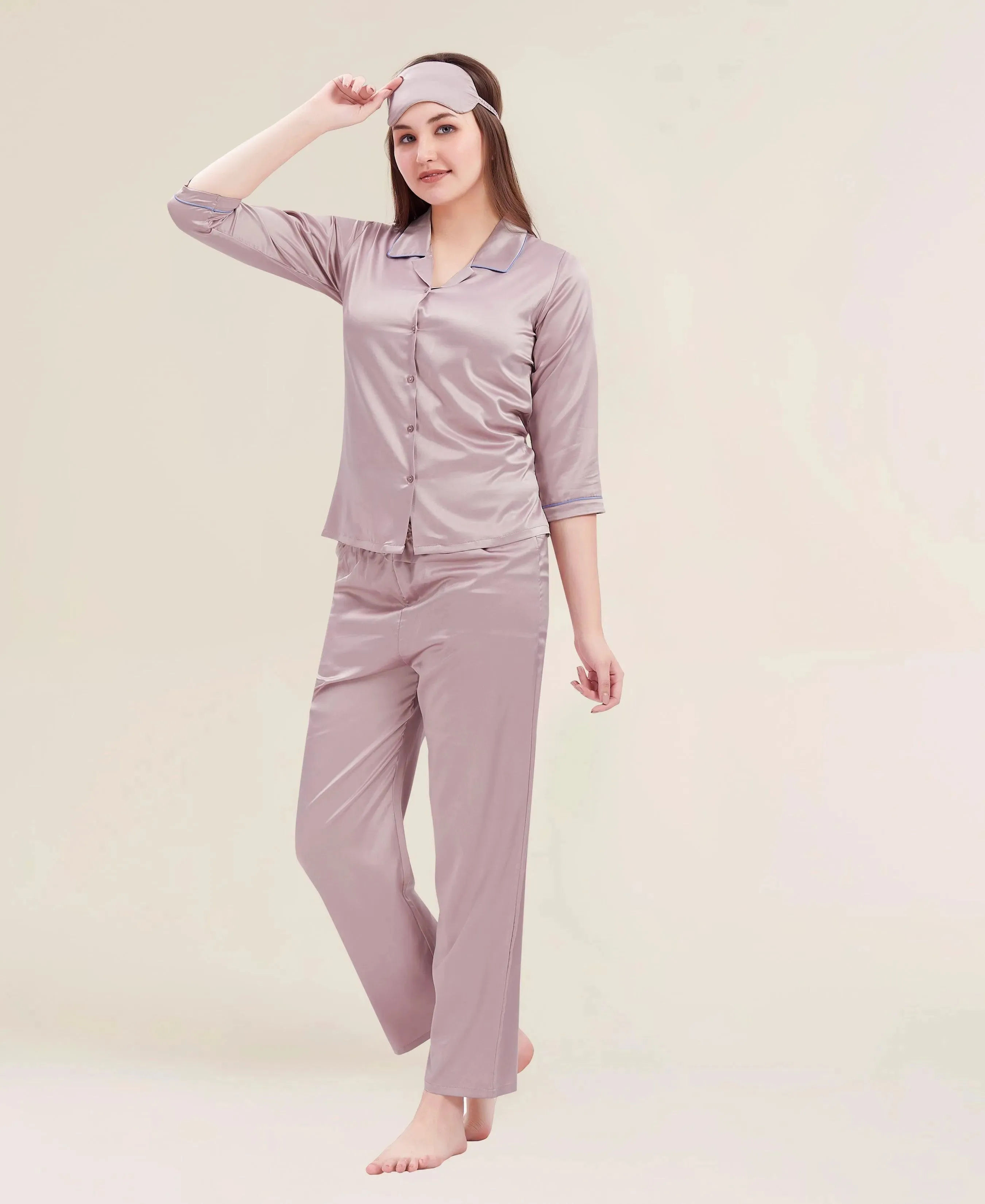 Velure Flerry Red Satin Night Suit