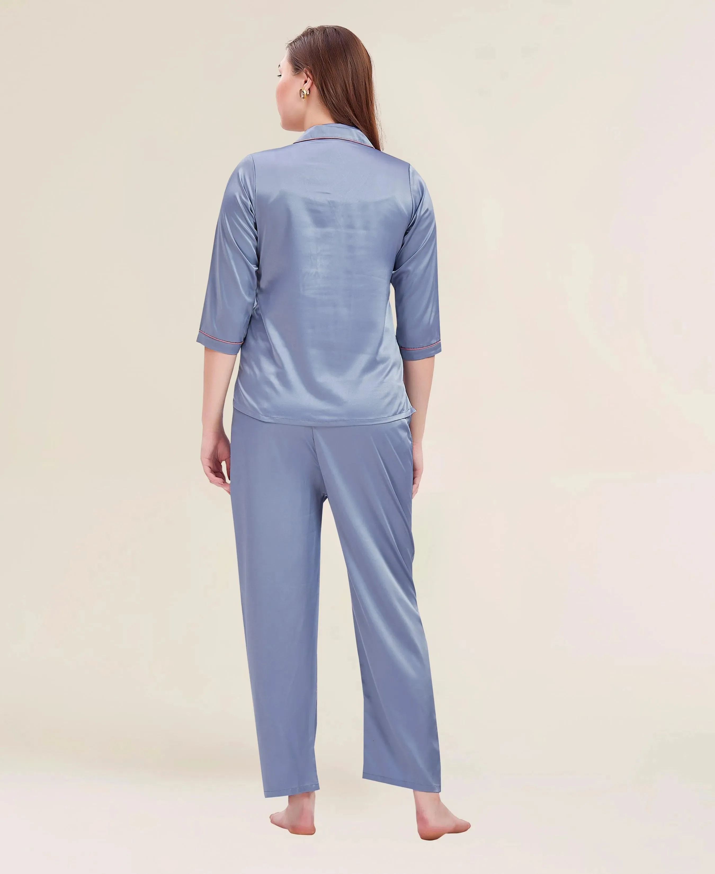 Velure Flerry Red Satin Night Suit