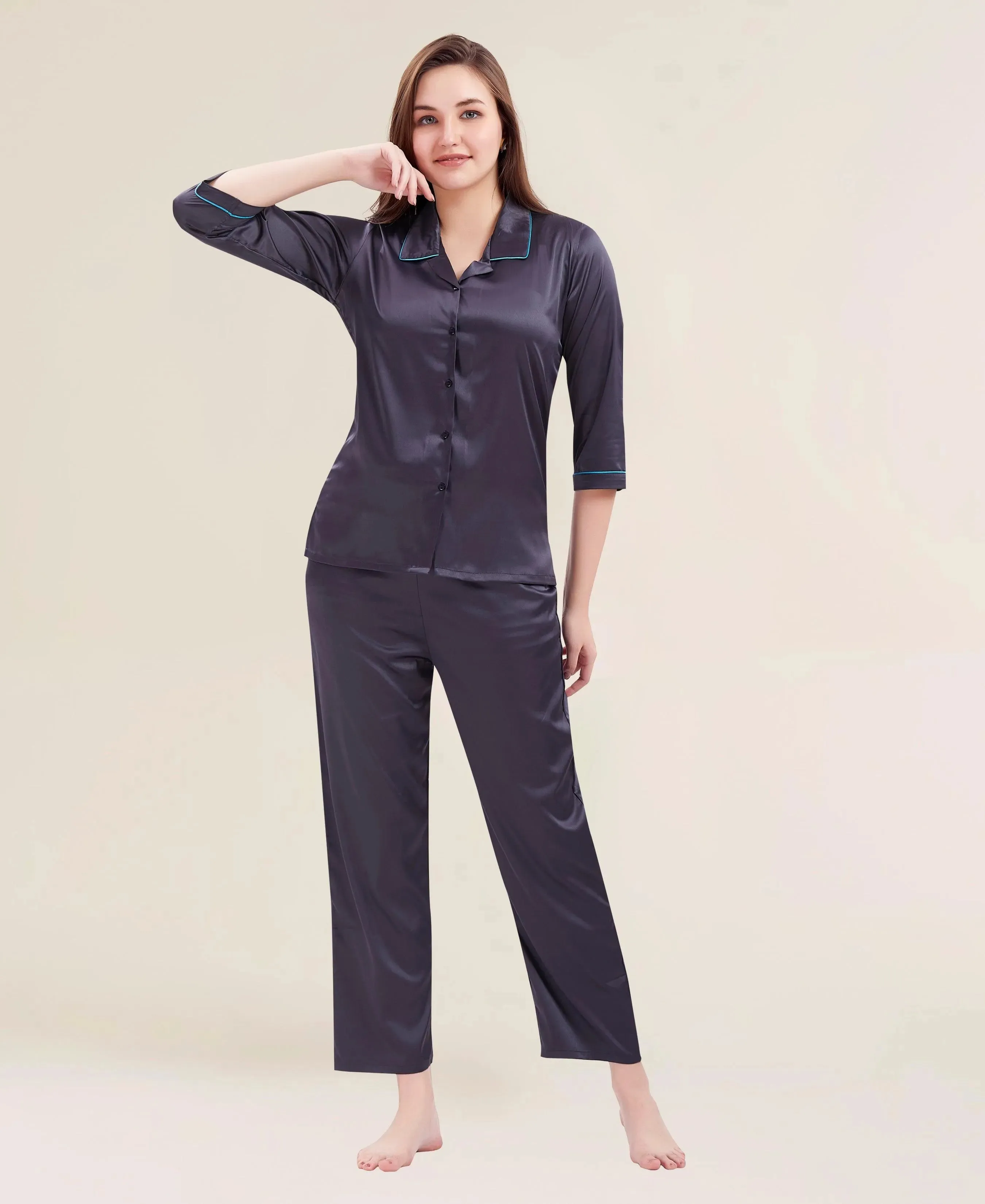 Velure Flerry Red Satin Night Suit