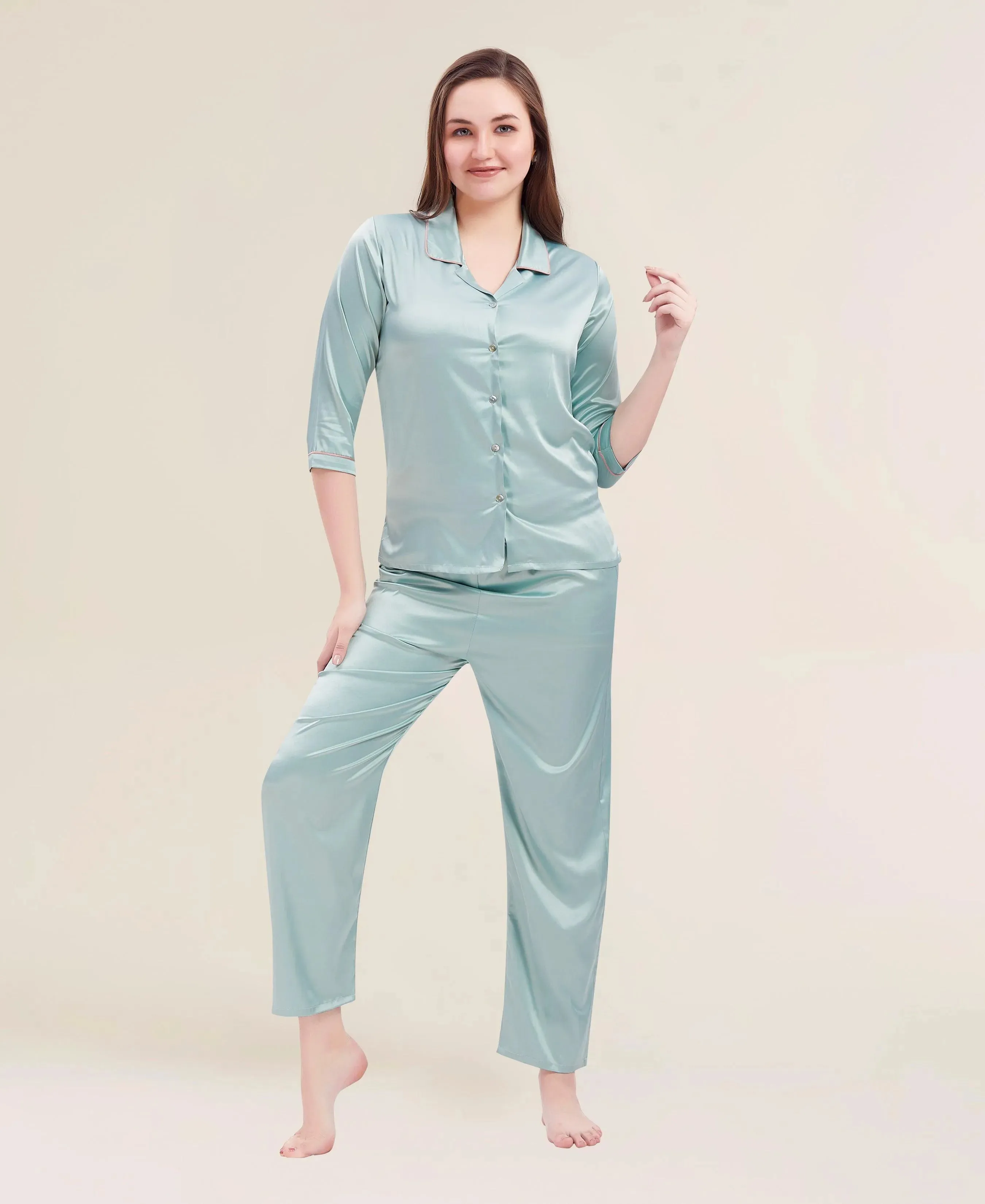 Velure Flerry Red Satin Night Suit