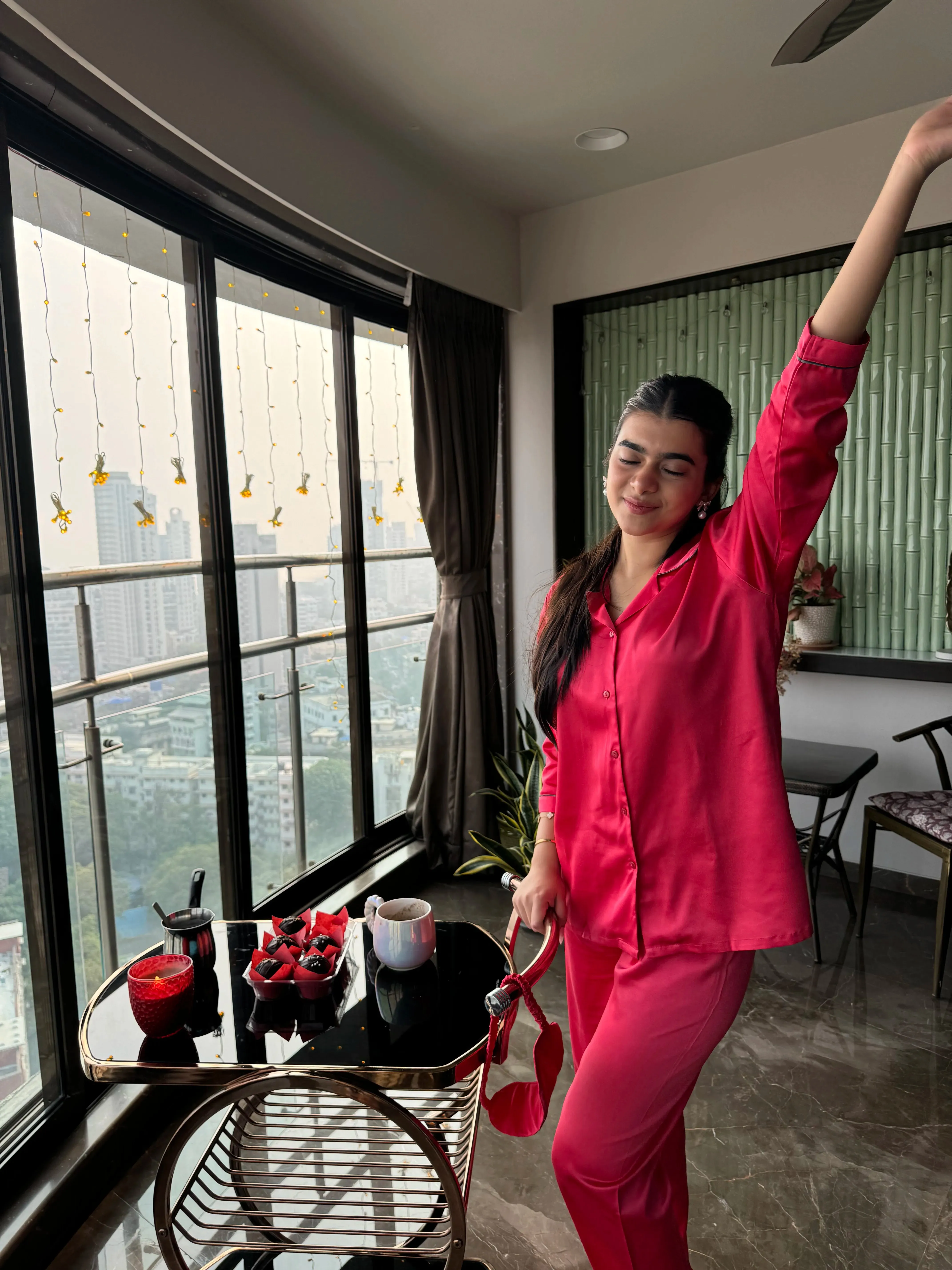 Velure Flerry Red Satin Night Suit