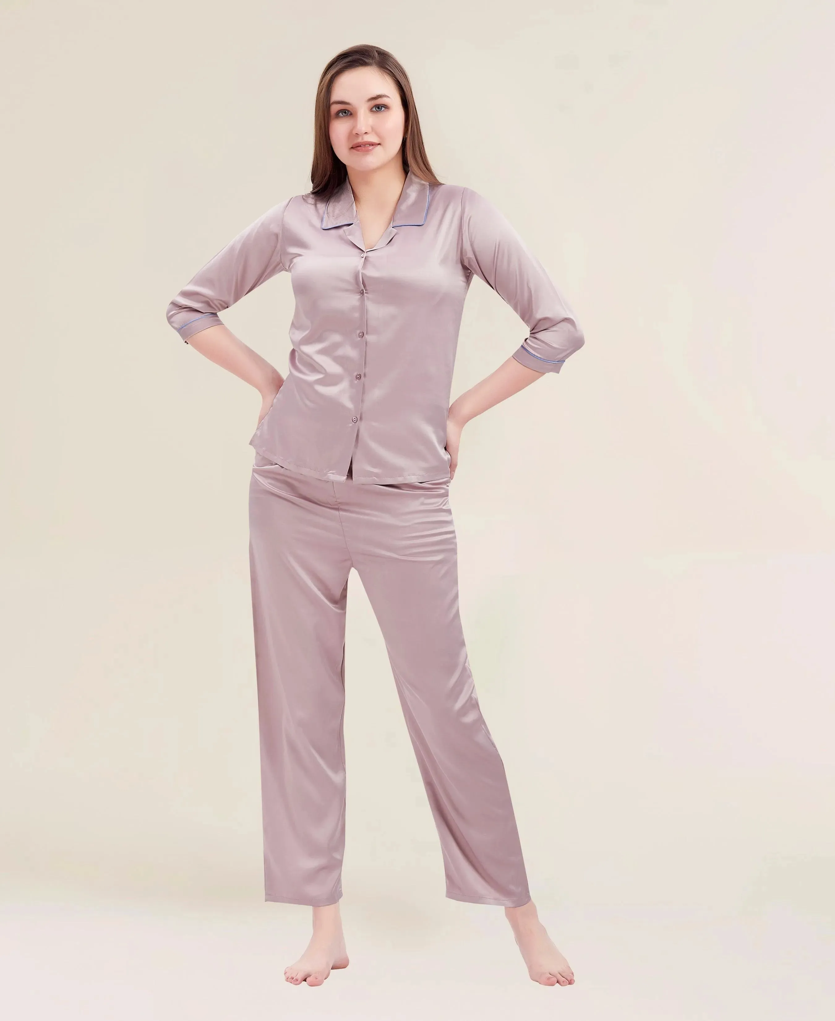 Velure Flerry Red Satin Night Suit