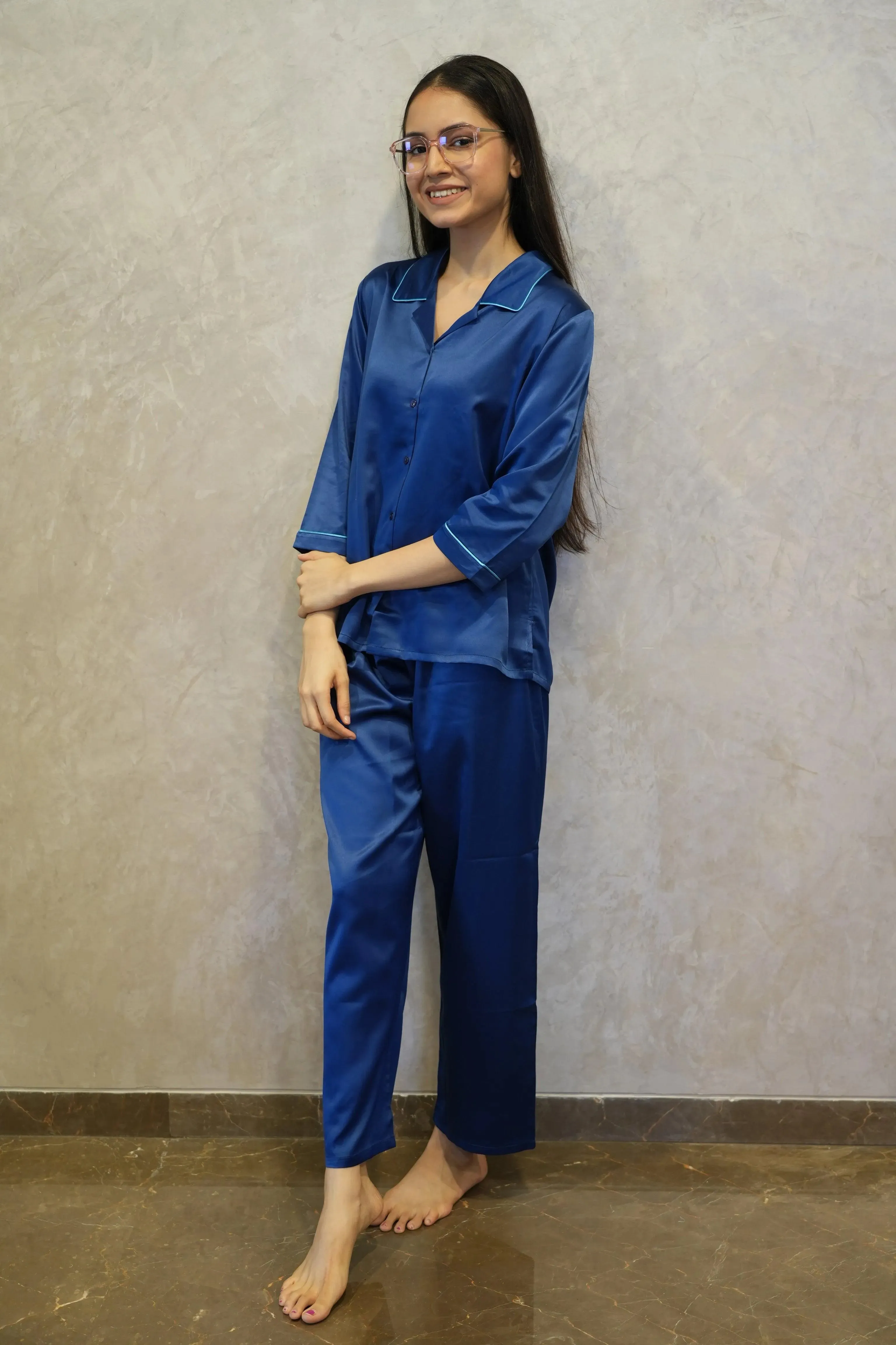 Velure Flerry Red Satin Night Suit