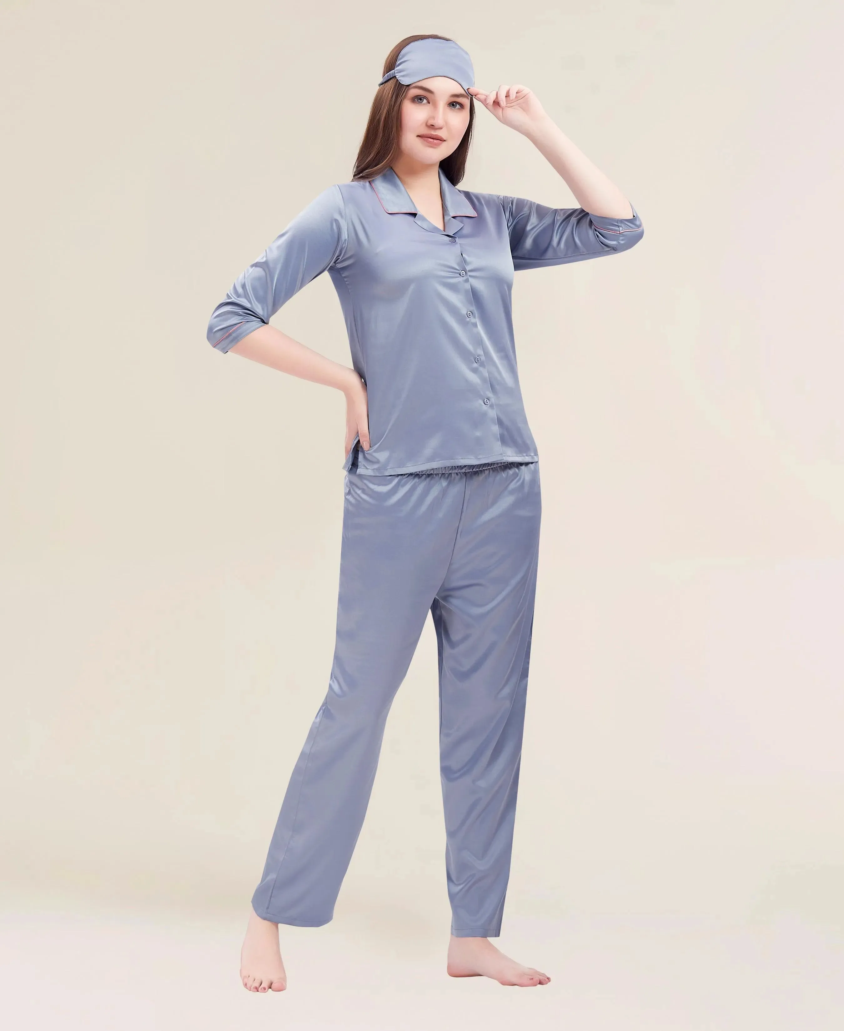 Velure Flerry Red Satin Night Suit