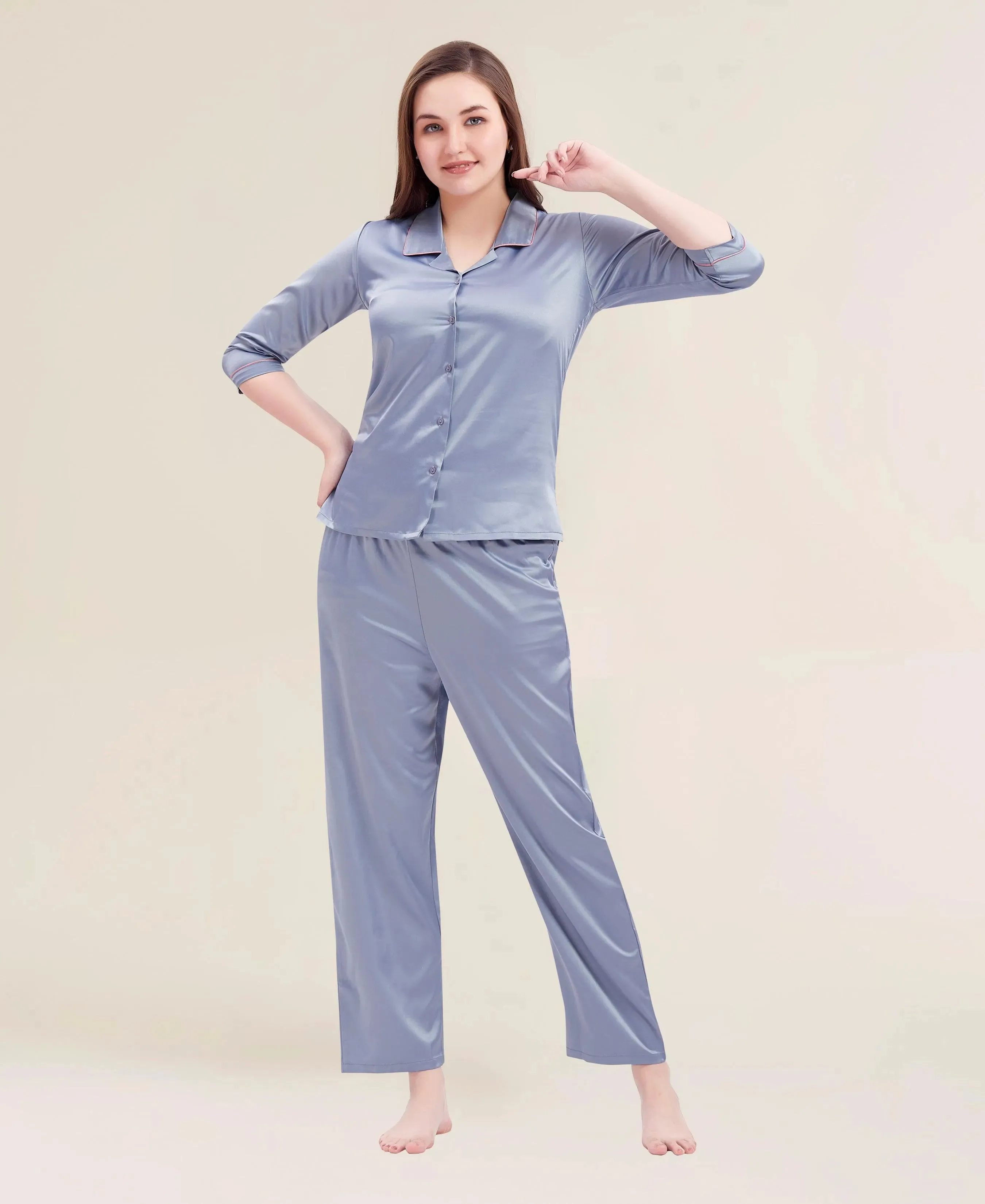 Velure Flerry Red Satin Night Suit
