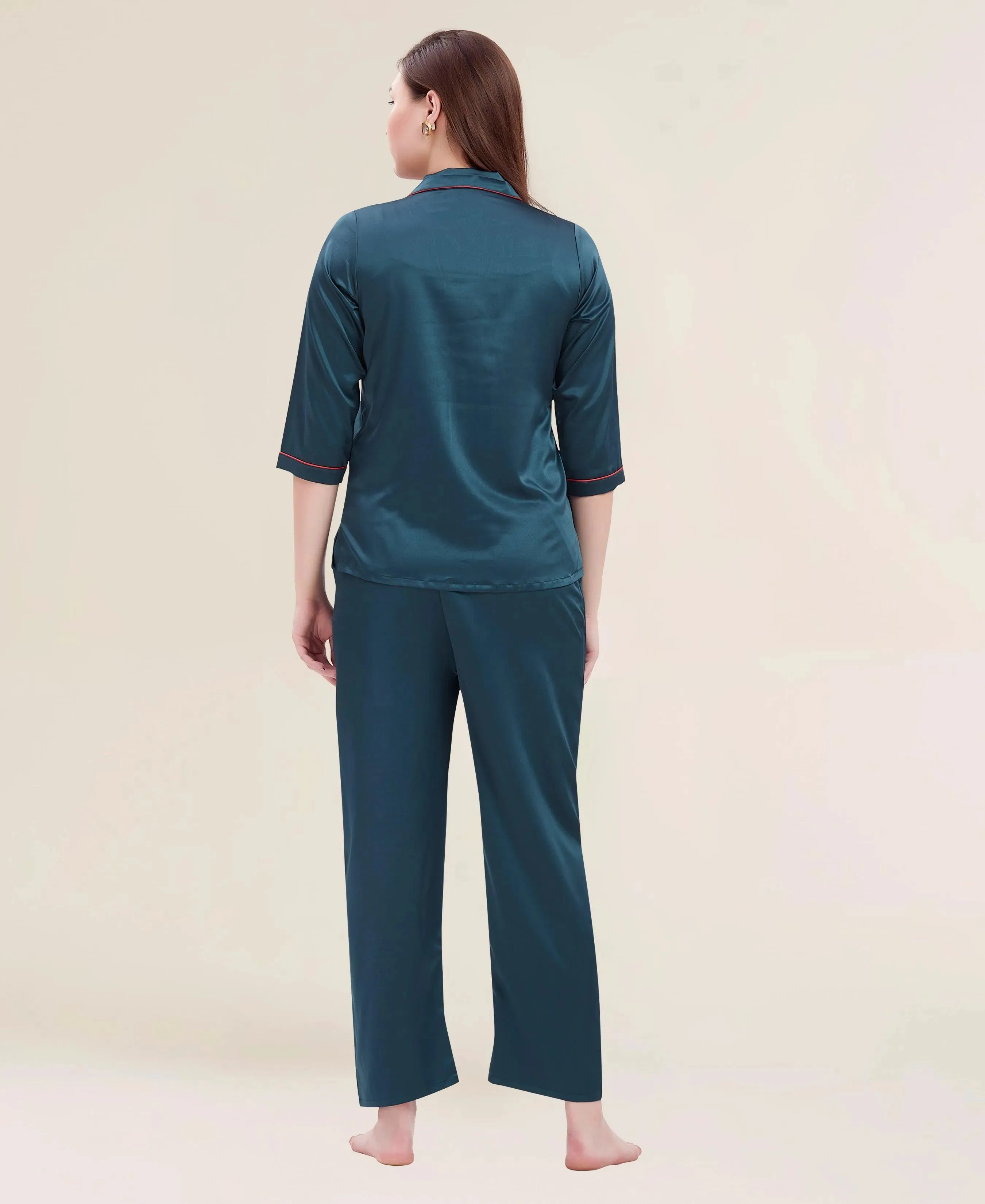 Velure Flerry Red Satin Night Suit