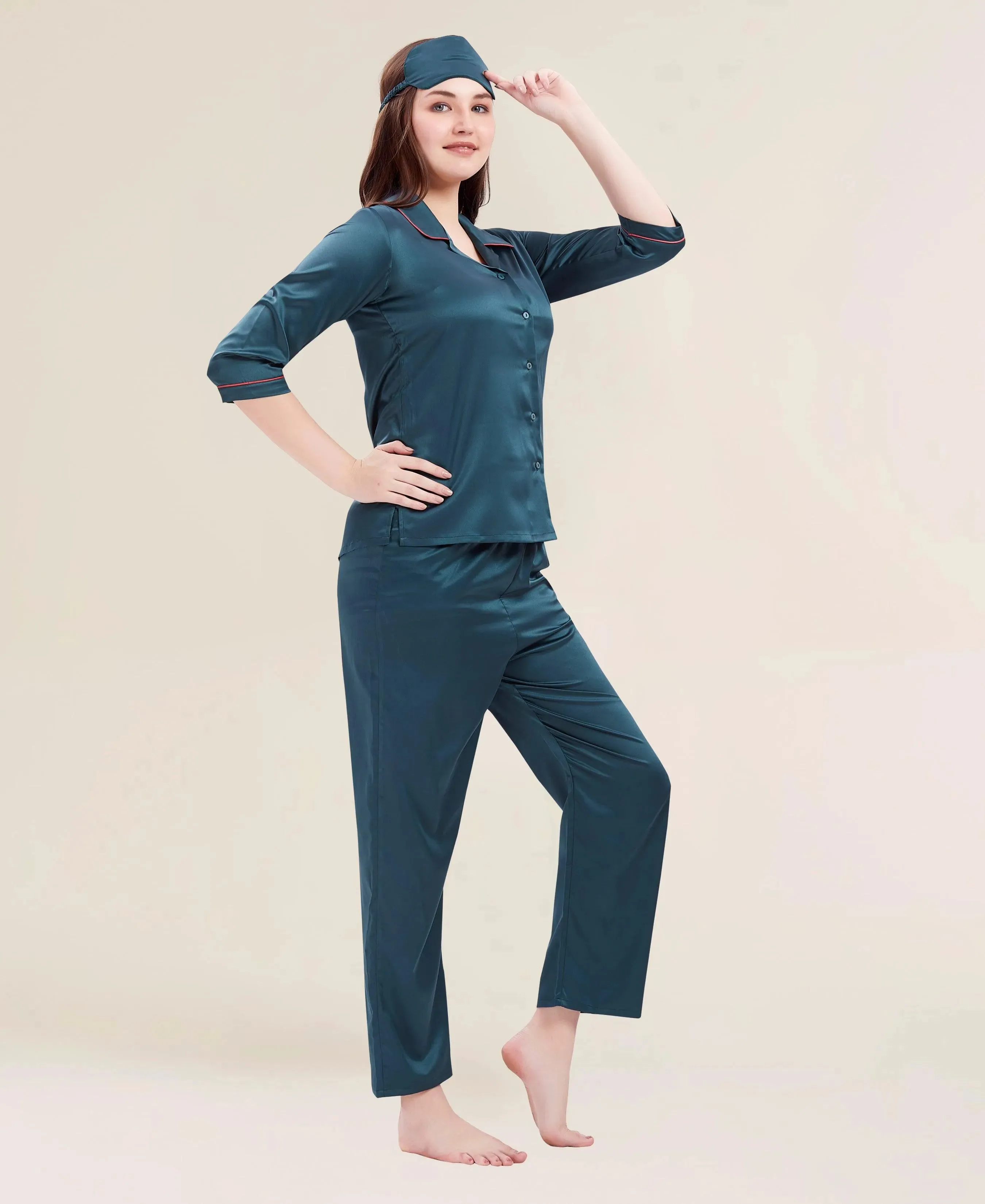 Velure Flerry Red Satin Night Suit