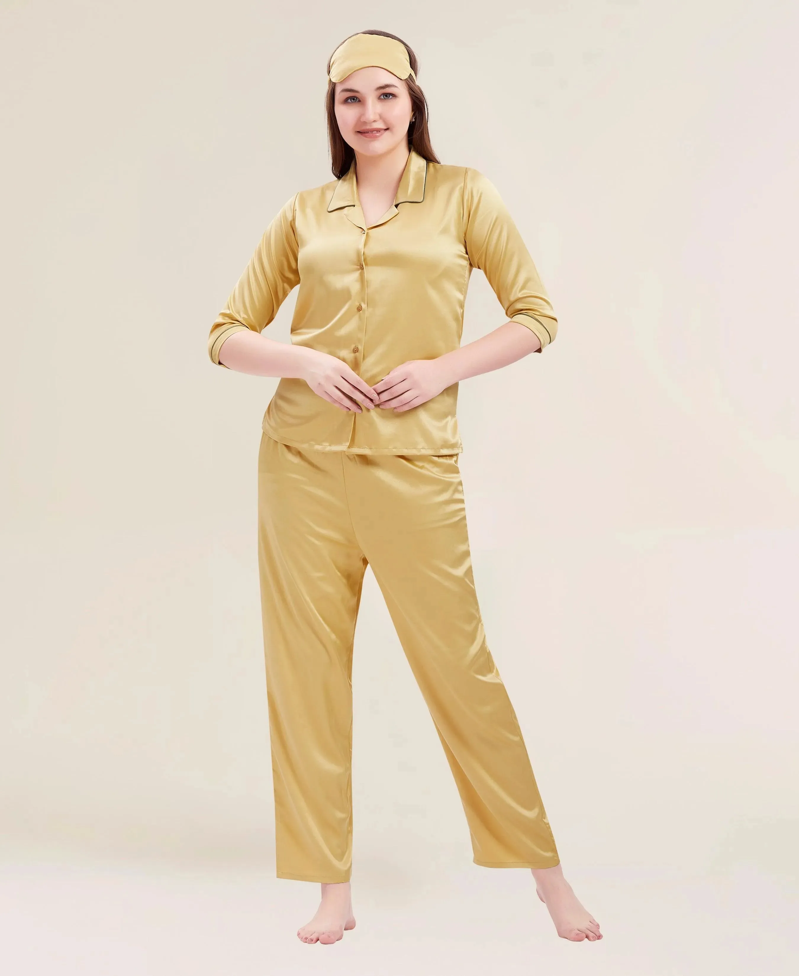 Velure Shiny Glossy Satin Night Suit