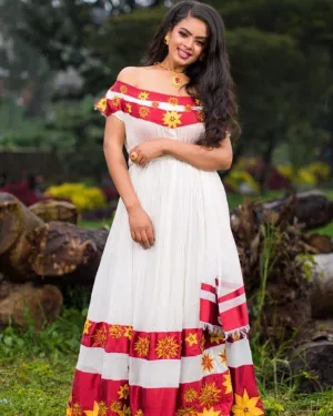 Vibrant Habesha Dress Handwoven Habesha Kemis Simple Habesha Libs Eritrean Dress
