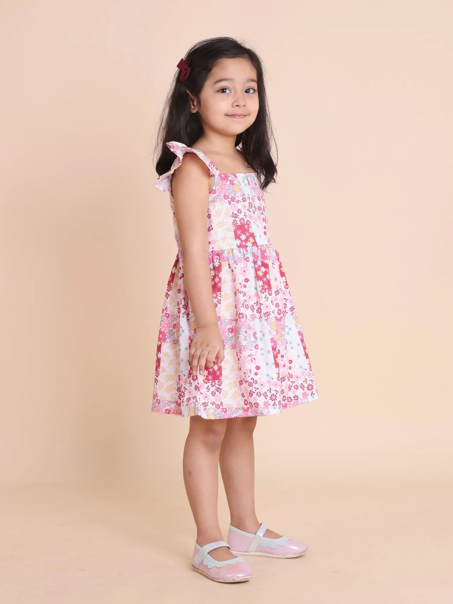 White floral dress with short sleeves