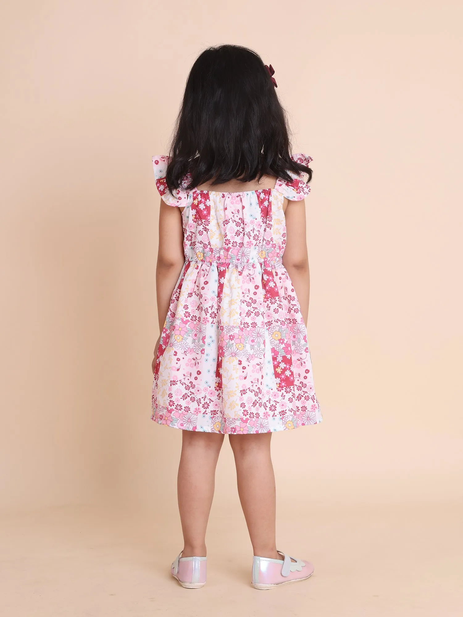White floral dress with short sleeves
