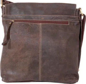 Woodland Leathers Brown Leather Crumple Upright Messenger Bag