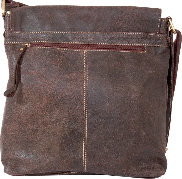 Woodland Leathers Brown Leather Crumple Upright Messenger Bag